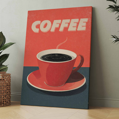 Coffee Retro Vintage Rot - Poster oder Leinwand