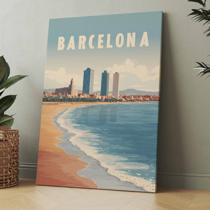 Barcelona Playa Vintage - Poster oder Leinwand