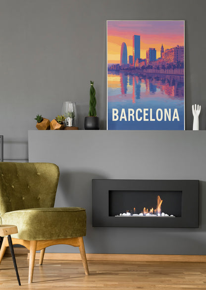 Barcelona Skyline Vintage - Poster oder Leinwand