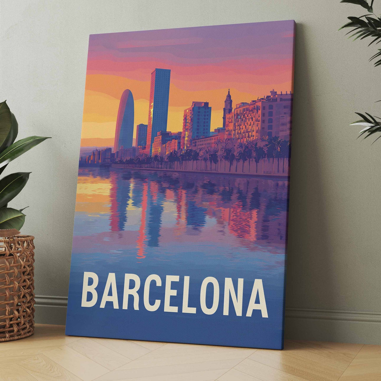 Barcelona Skyline Vintage - Poster oder Leinwand