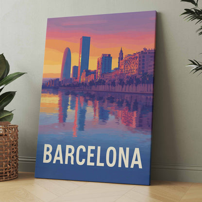 Barcelona Skyline Vintage - Poster oder Leinwand
