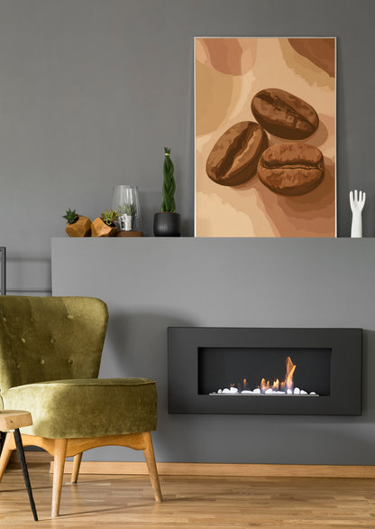 Kaffeebohnen Minimalistic - Poster oder Leinwand