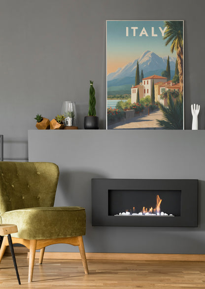 Italien Hütte am See - Poster oder Leinwand