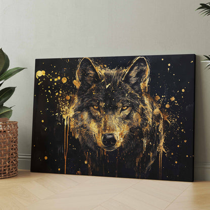 Goldener Wolf Abstract Art - Poster oder Leinwand