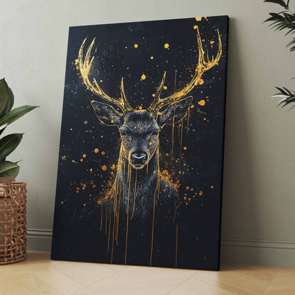Goldener Hirsch Abstrakt - Poster oder Leinwand