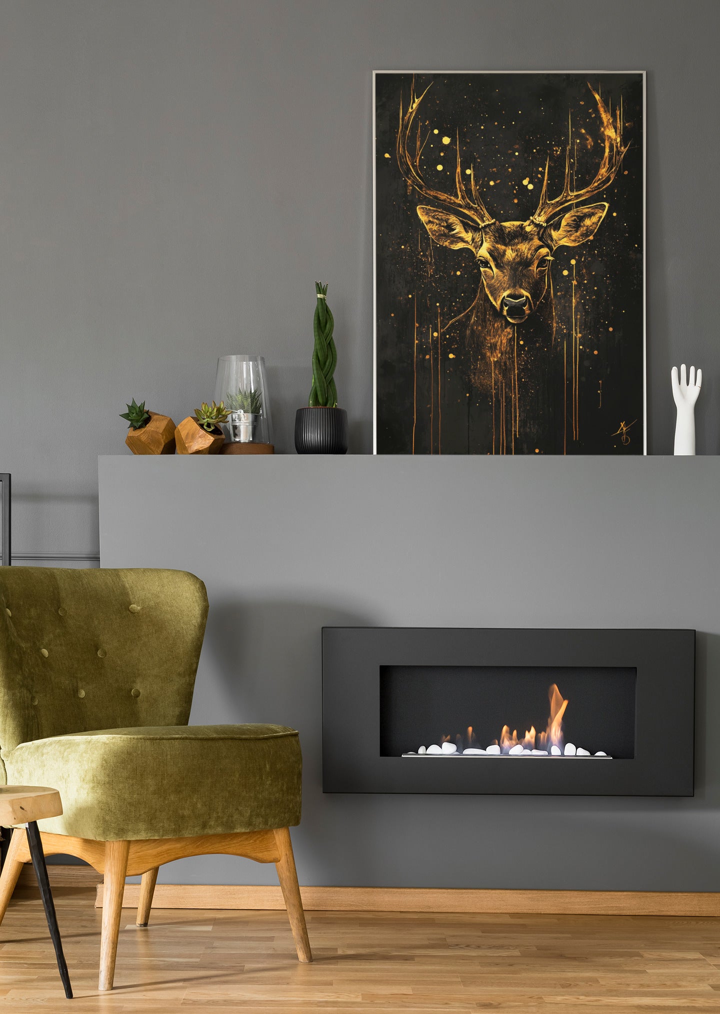Goldener Hirsch - Poster oder Leinwand
