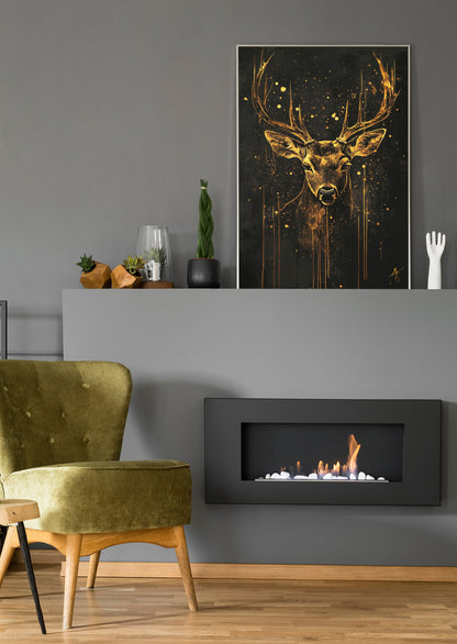 Goldener Hirsch - Poster oder Leinwand