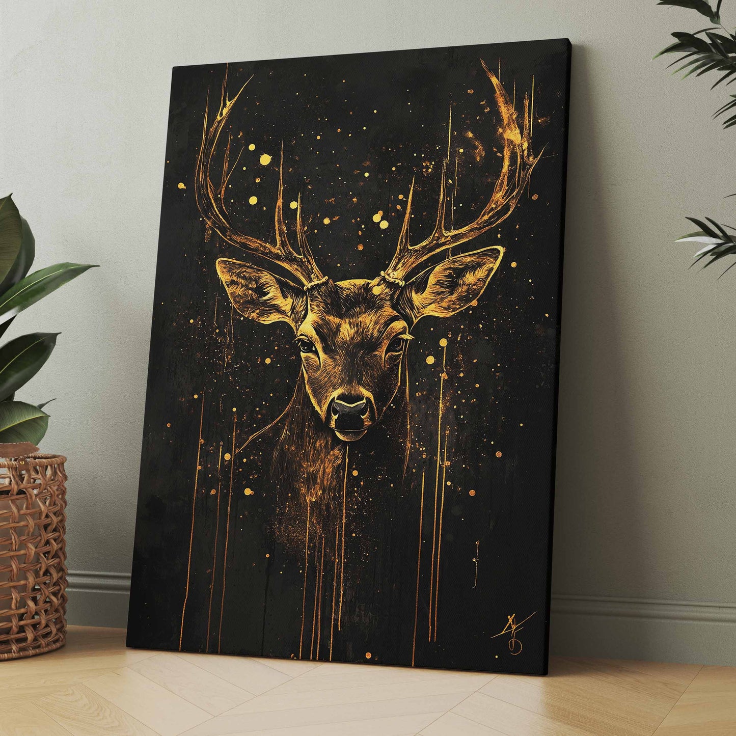 Goldener Hirsch - Poster oder Leinwand
