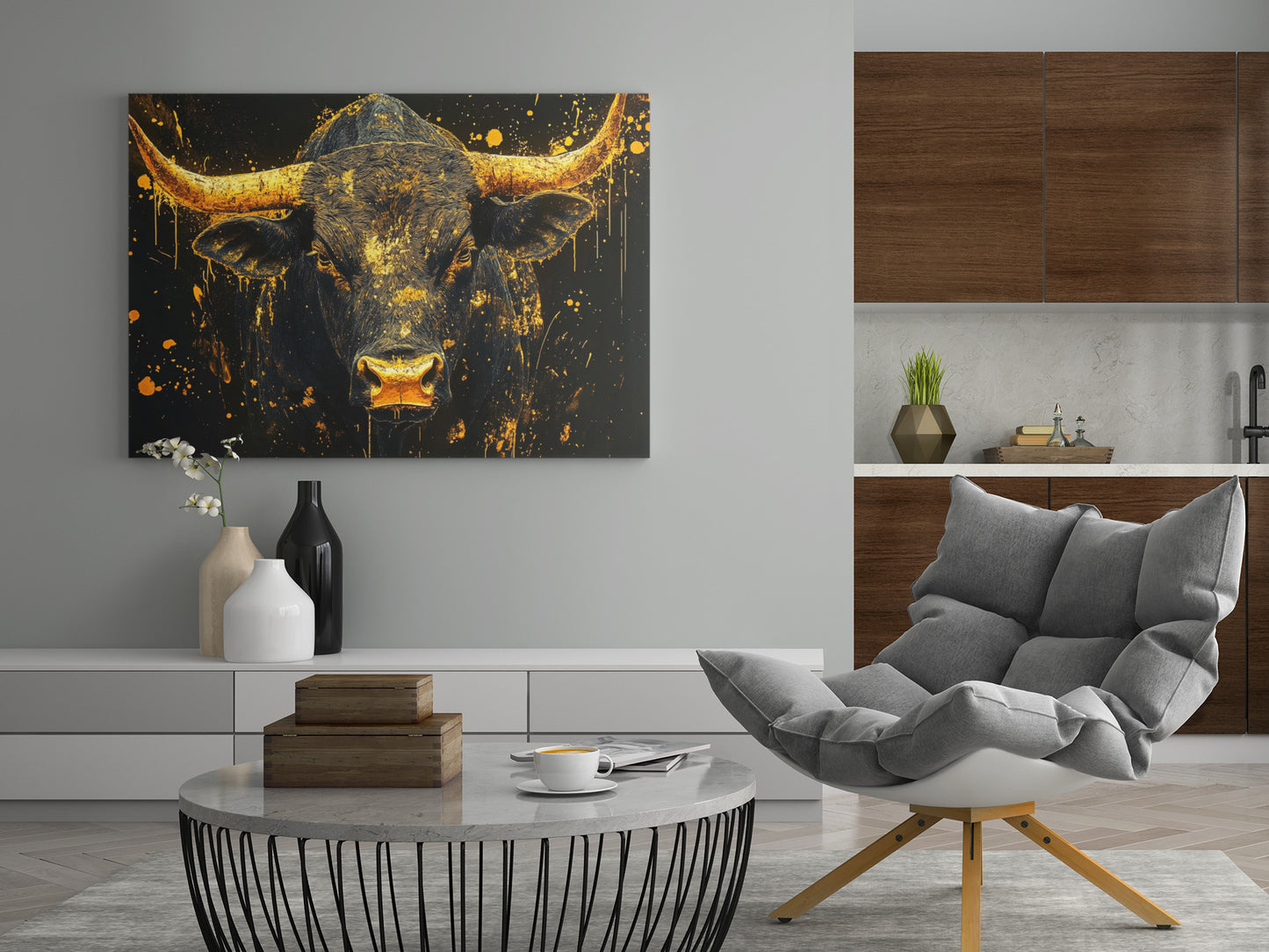 Goldener Stier - Poster oder Leinwand